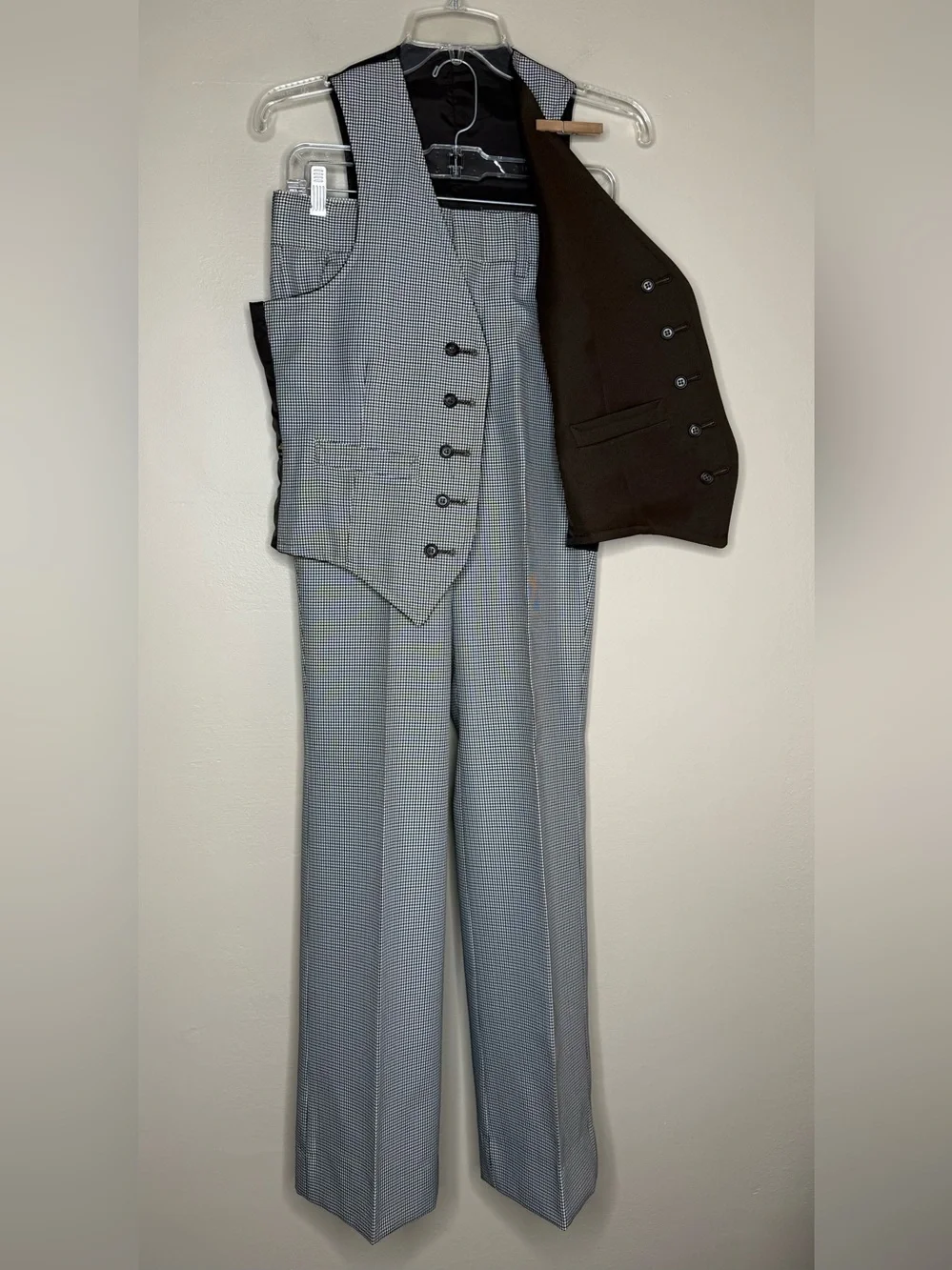 Vintage 70’s Sears 5 Piece Suit Set Reversible Vest Two Pants Jacket Size 36R
